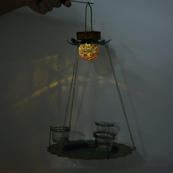 Solar Power Metal Hanging Bird Feeder With 3 Cups