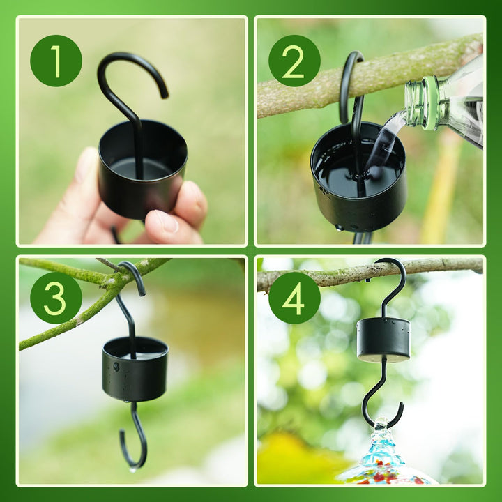 SAMHEOUTDOOR 2 Pcs Ant Moat Metal Hooker for Hummingbird Feeder