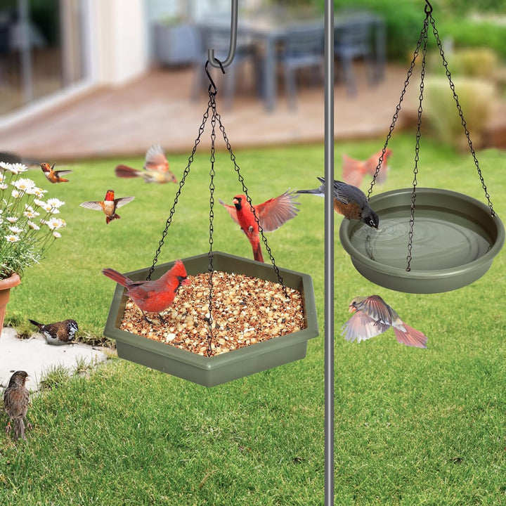 SAMHEOUTDOOR [2 Pcs Set] Hanging Plastic Tray Bird Feeder