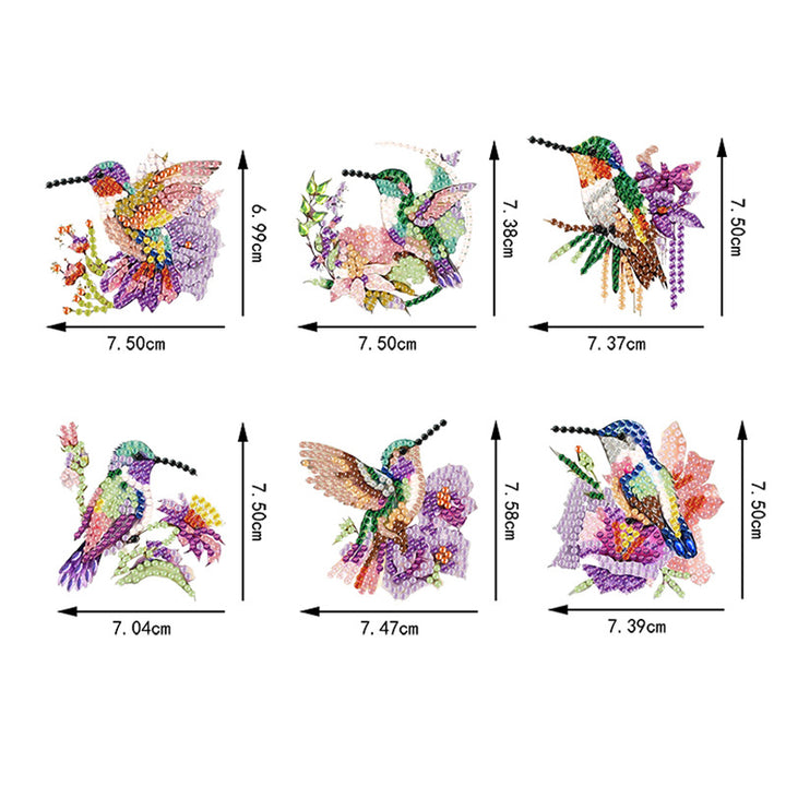 6 Pcs Set Hummingbird Themed Fridge Magnet Decoration