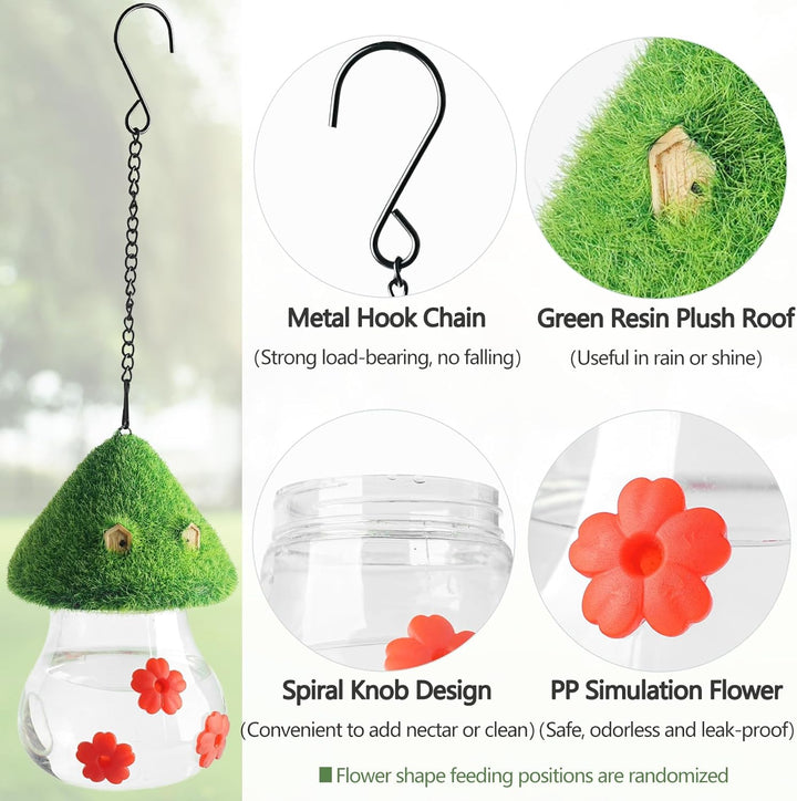 SAMHEOUTDOOR Mushroom Shape Plastic Hummingbird Feeder