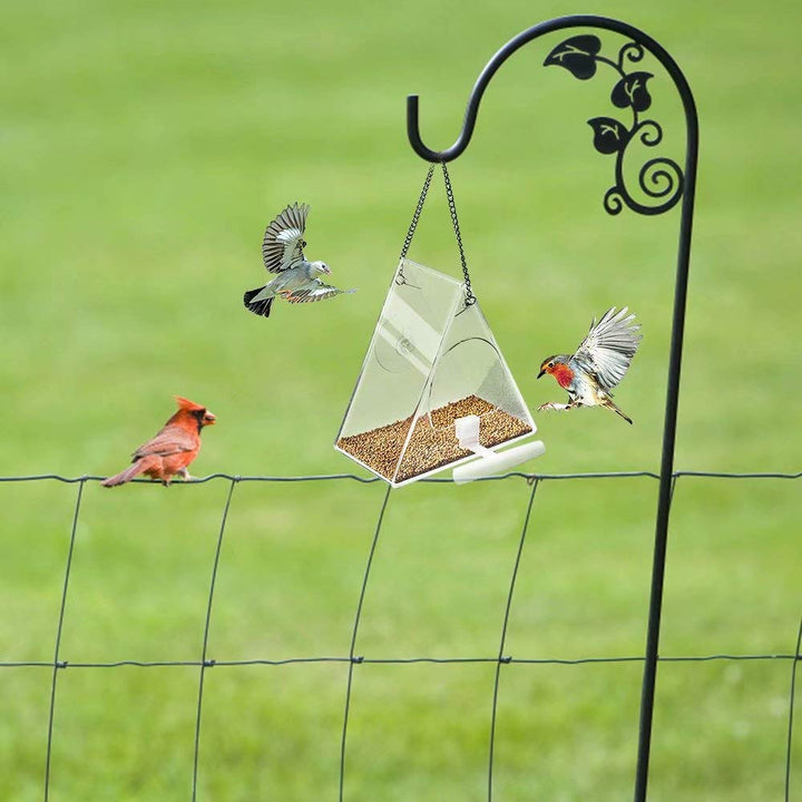 SAMHEOUTDOOR Hanging Triangle Clear Bird Feeder for Yard