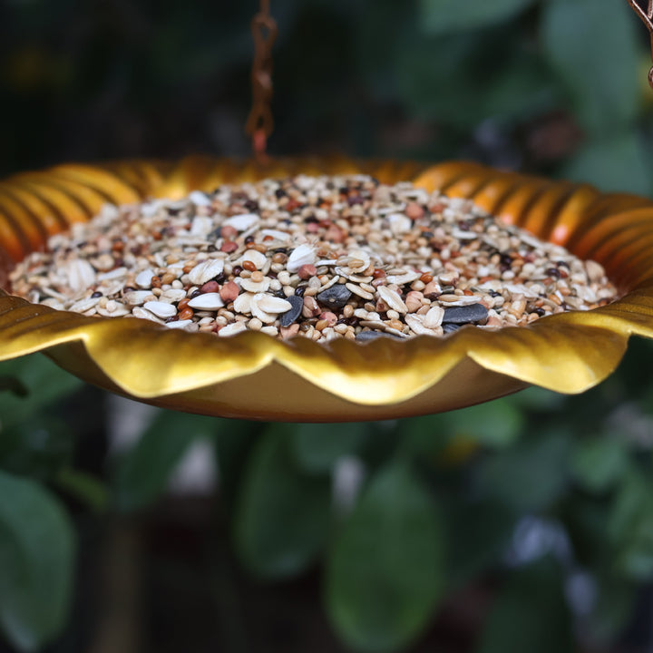 Sunflower Shape Hanging Copper Bird Bath & Feeder