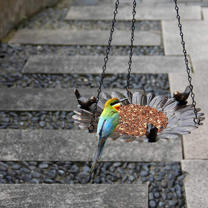 Sunflower Shape Metal Hanging Bird Feeder Tray