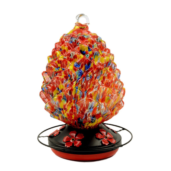 Pine Cone Shape Glass Hummingbird Feeder