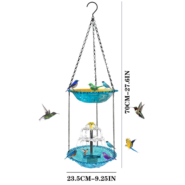 Double Layer Hanging Hummingbird Feeder & Bathtub With Fountain