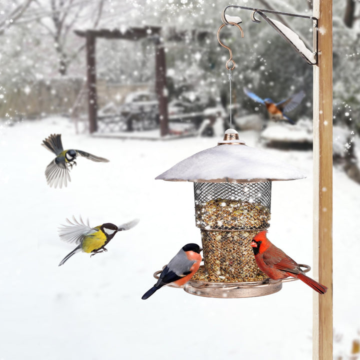 SAMHEOUTDOOR 2lb. Double Layer Retractable Metal Bird Feeder