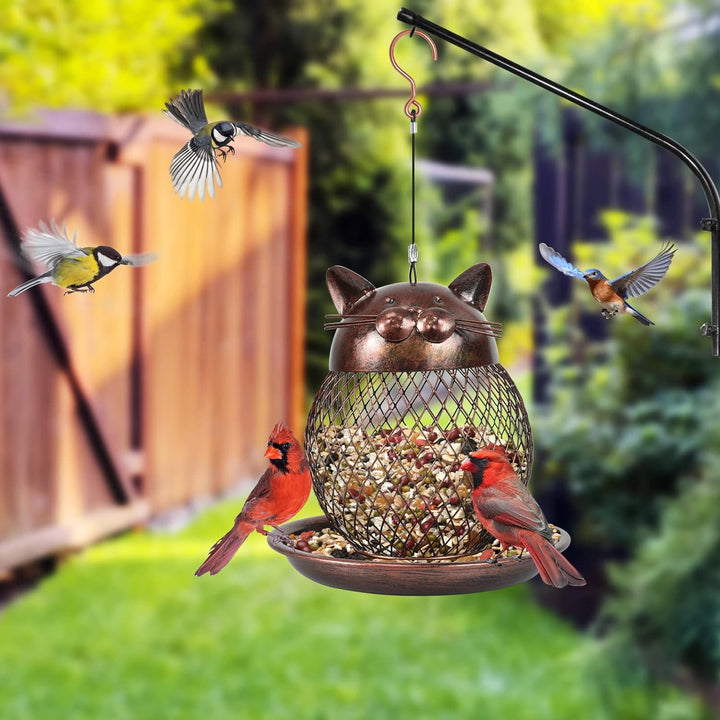 SAMHEOUTDOOR 2lb Cat Shape Hanging Metal Bird Feeder