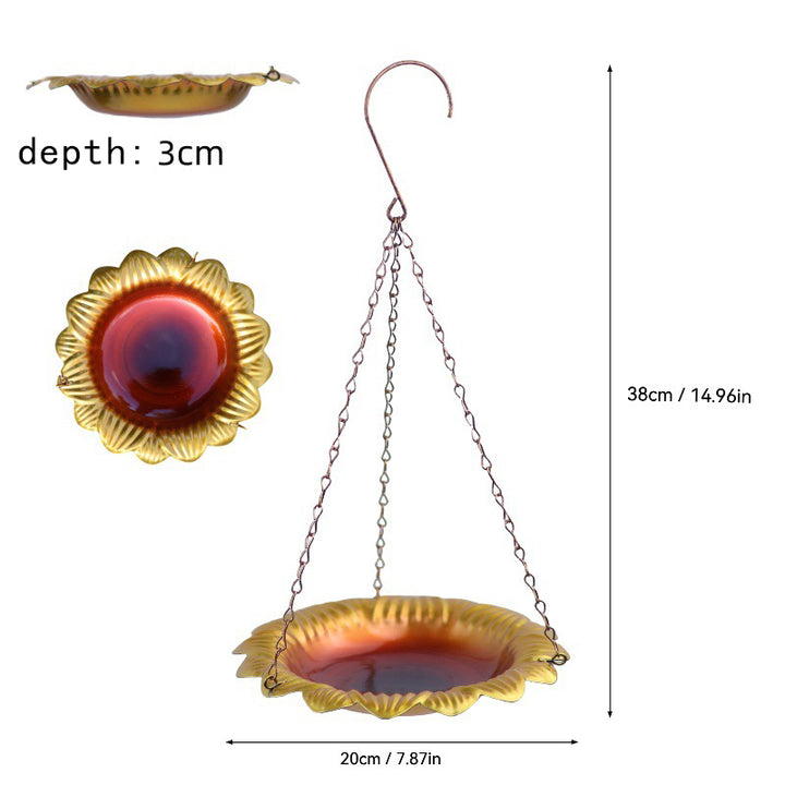 Sunflower Shape Hanging Copper Bird Bath & Feeder