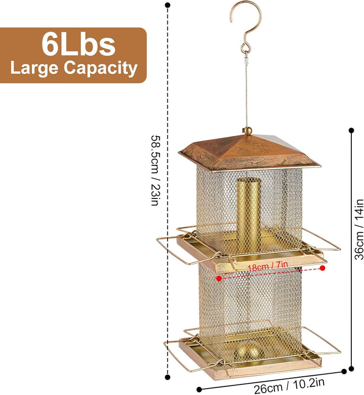 SAMHEOUTDOOR 6lb. Extra Large Double Layer Square Bird Feeder