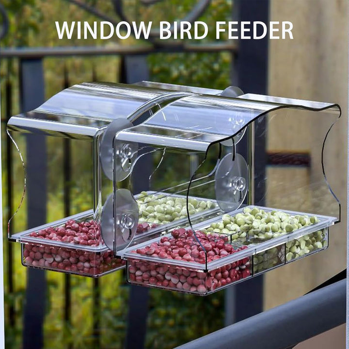 SAMHEOUTDOOR Square Acrylic Window Bird Feeder