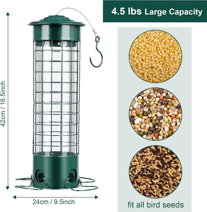 SAMHEOUTDOOR 4.5lb Weight Activated Squirrel Proof Metal Bird Feeder