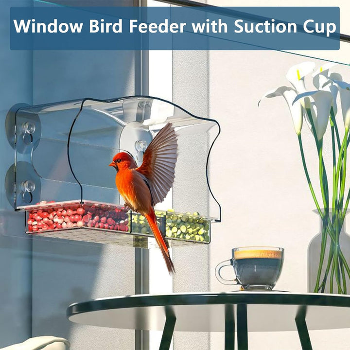 SAMHEOUTDOOR Square Acrylic Window Bird Feeder