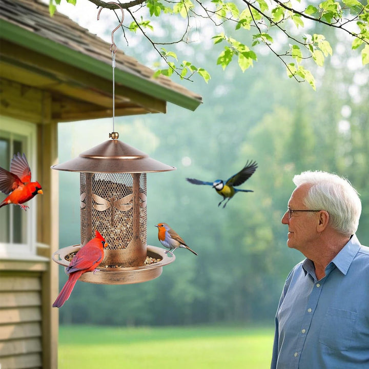 SAMHEOUTDOOR 2lb. Dragonfly Decorative Metal Bird Feeder