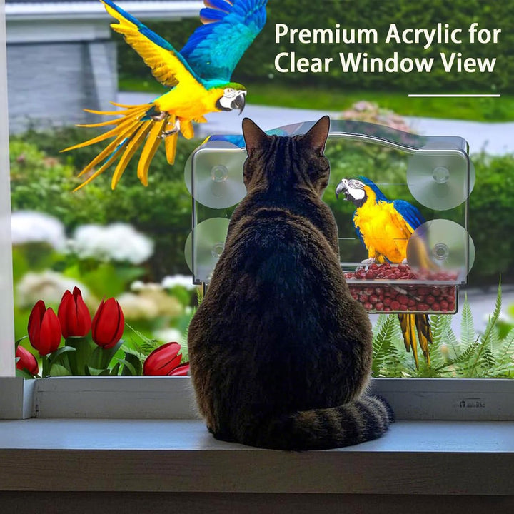 SAMHEOUTDOOR Square Acrylic Window Bird Feeder