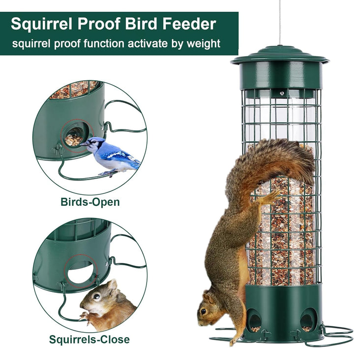 SAMHEOUTDOOR 4.5lb Weight Activated Squirrel Proof Metal Bird Feeder