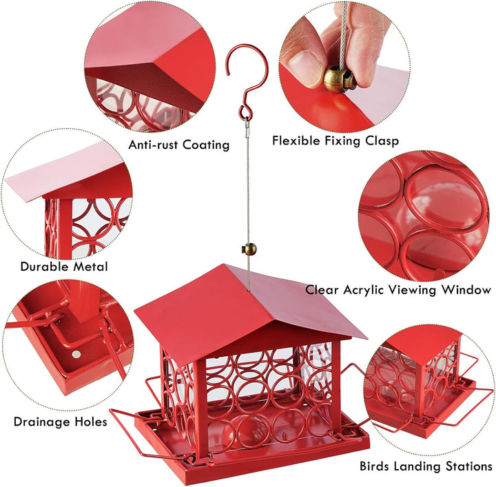 SAMHEOUTDOOR 2.5lb. Great Pyramid of Giza Circle Hollow Hanging Metal Bird Feeder