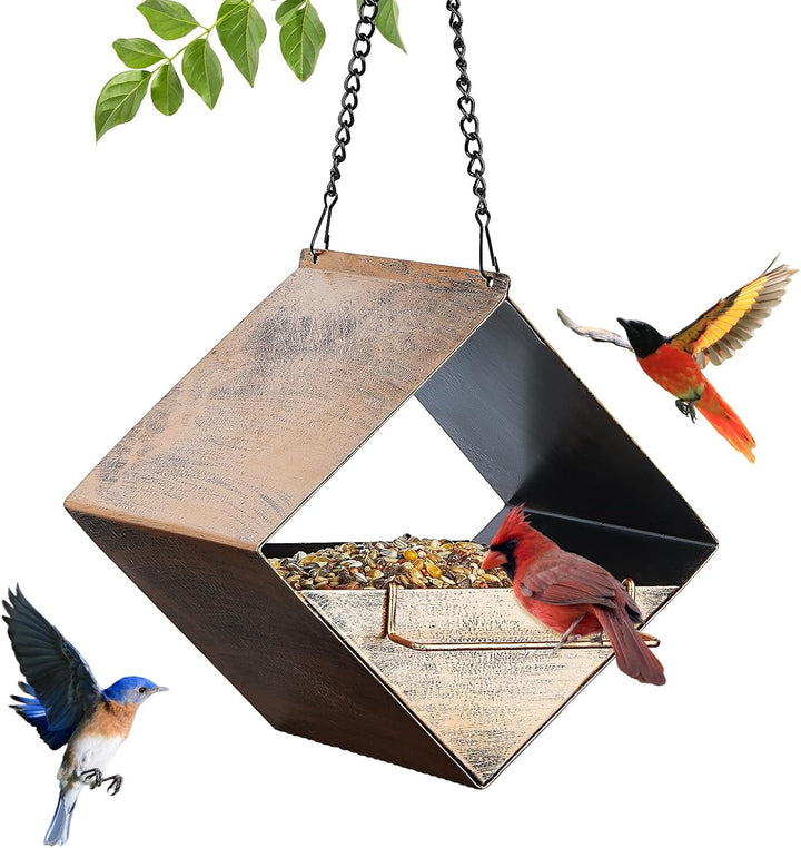 SAMHEOUTDOOR 1.2lb. Vintage Bronze Hanging Metal Bird Feeder