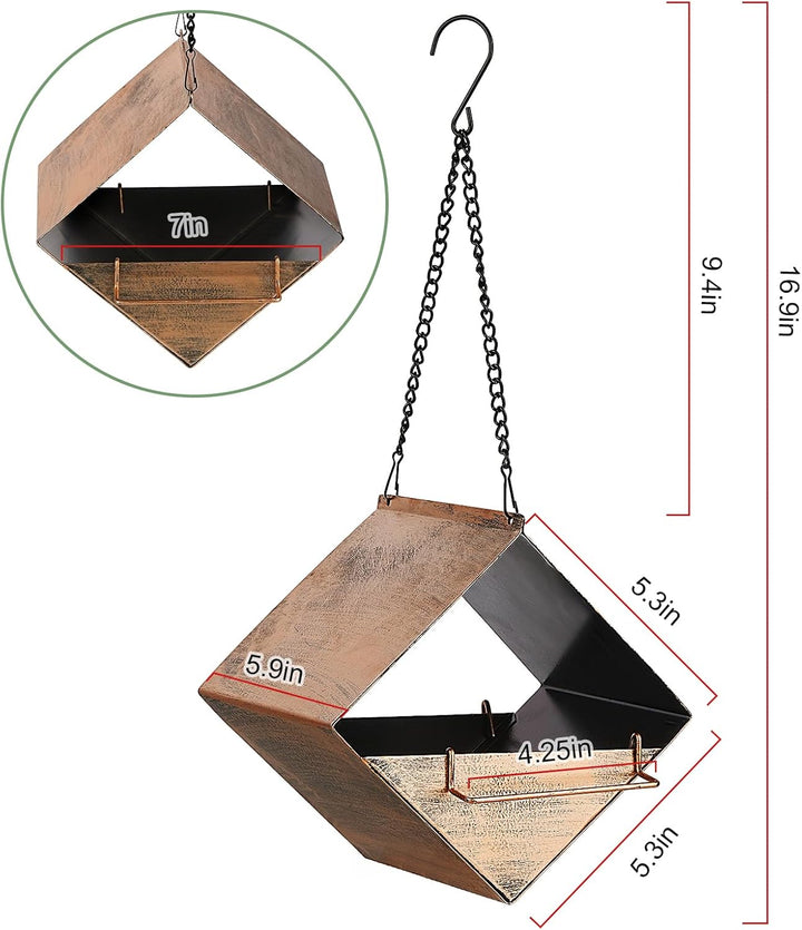 SAMHEOUTDOOR 1.2lb. Vintage Bronze Hanging Metal Bird Feeder