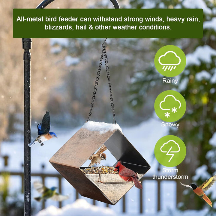 SAMHEOUTDOOR 1.2lb. Vintage Bronze Hanging Metal Bird Feeder