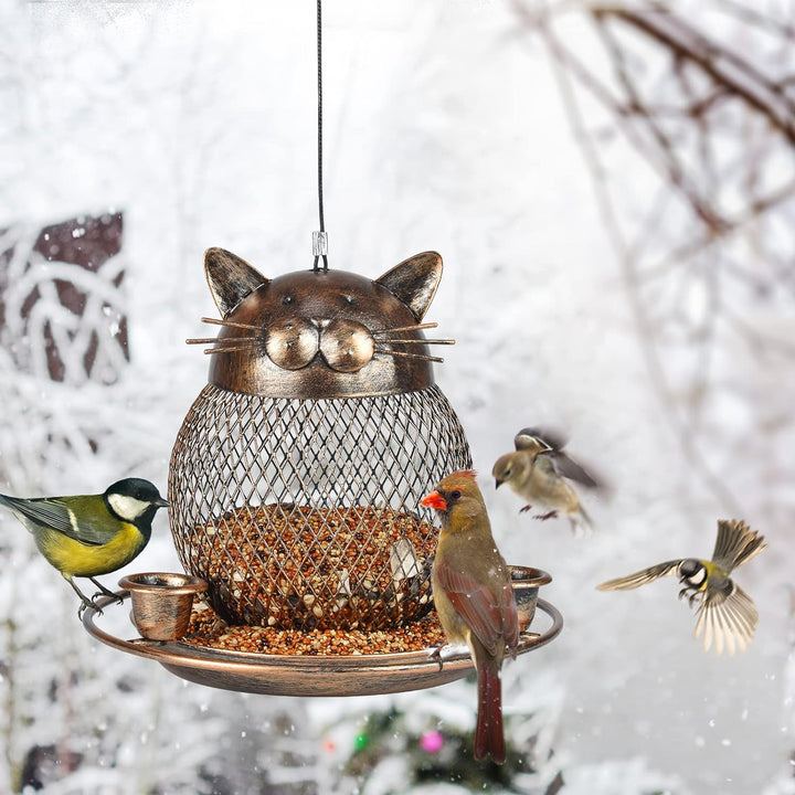 SAMHEOUTDOOR 2lb. Metal Cat Bird Feeder