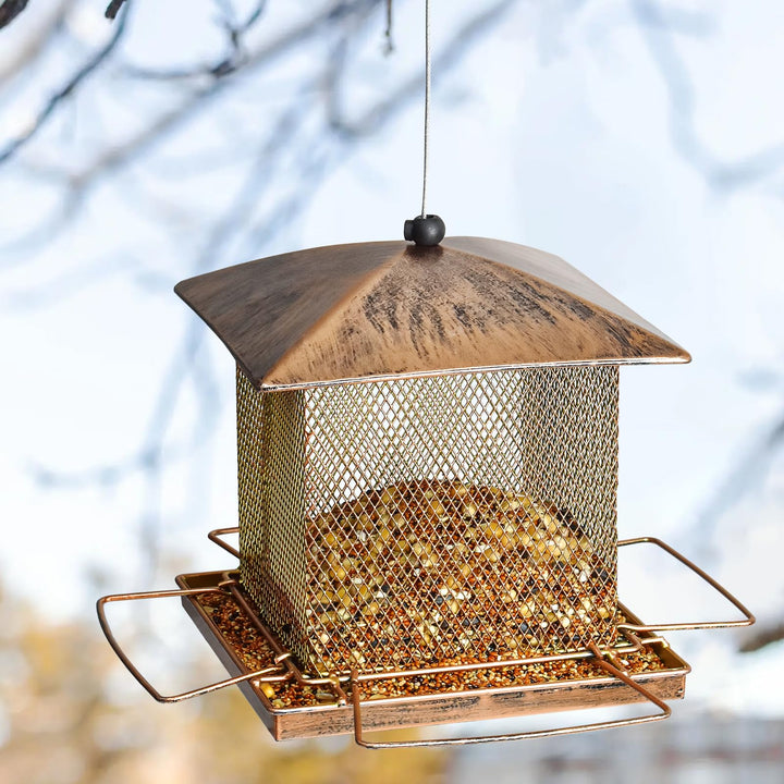 SAMHEOUTDOOR 3.5lb. & 5.0lb. Hanging Large Bronze Bird Feeder