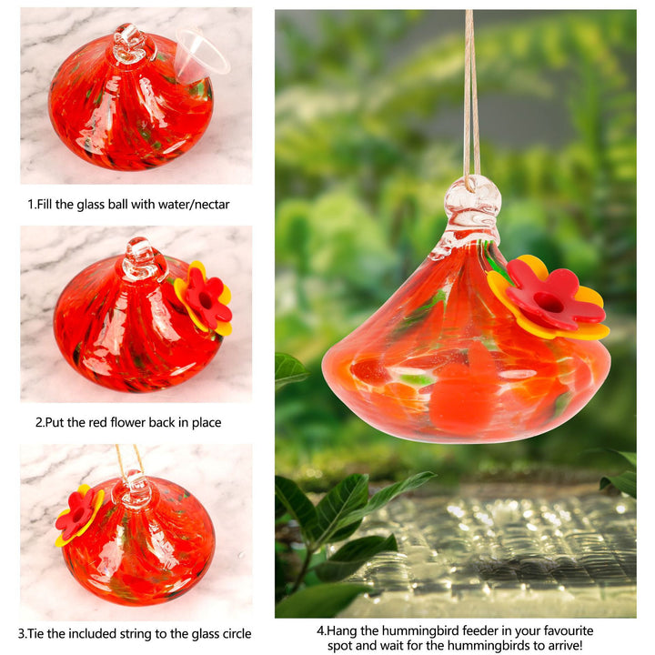 Hand-Blown Glass Hummingbird Feeders