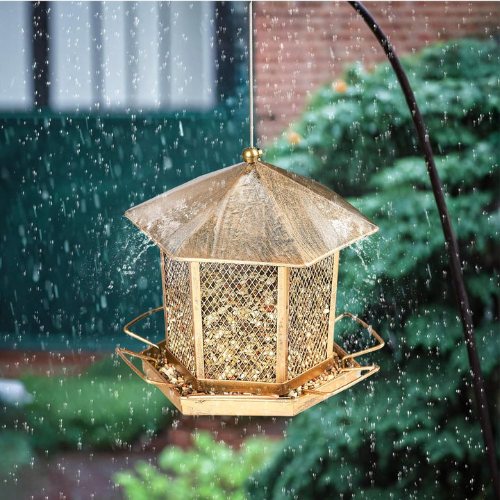 SAMHEOUTDOOR 2.5lb. Hexagonal Gazebo Hanging Metal Bird Feeder