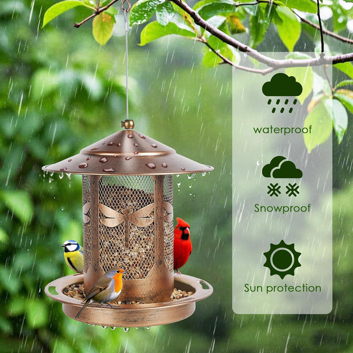 SAMHEOUTDOOR 2lb. Dragonfly Decorative Metal Bird Feeder