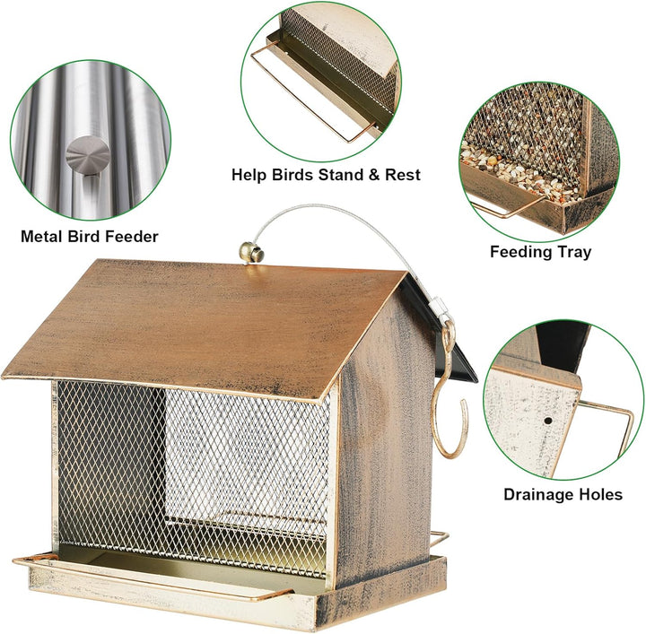 SAMHEOUTDOOR 3.5lb. Double-Side Metal House Bird Feeder