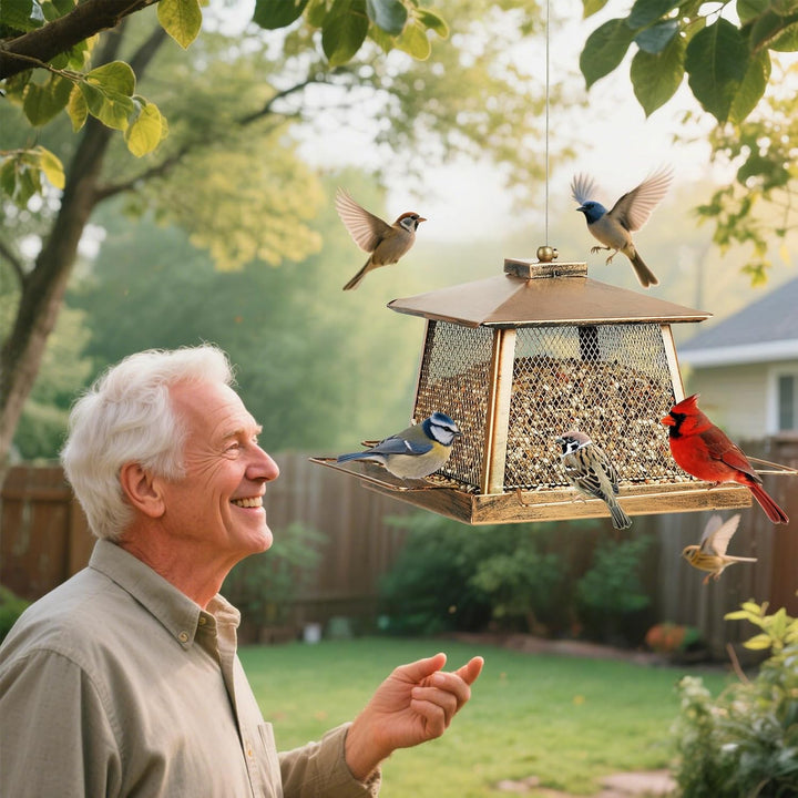 SAMHEOUTDOOR 4lb. Trapezoid Hanging Metal Bird Feeder