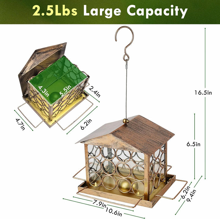 SAMHEOUTDOOR 2.5lb. Great Pyramid of Giza Circle Hollow Hanging Metal Bird Feeder