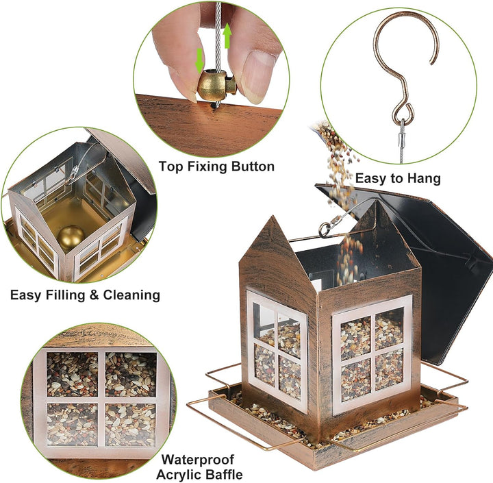 SAMHEOUTDOOR 4lb. Metal House Bird Feeder