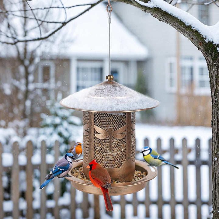 SAMHEOUTDOOR 2lb. Dragonfly Decorative Metal Bird Feeder