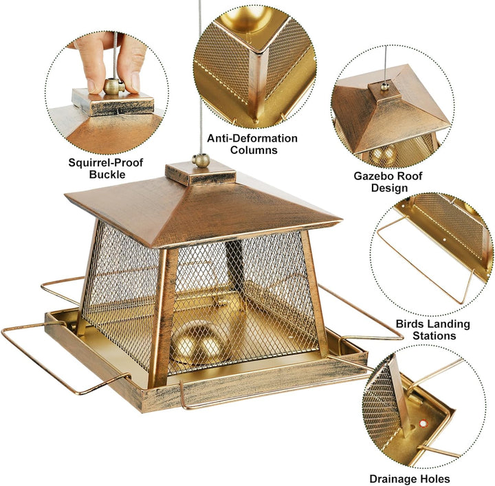 SAMHEOUTDOOR 4lb. Trapezoid Hanging Metal Bird Feeder