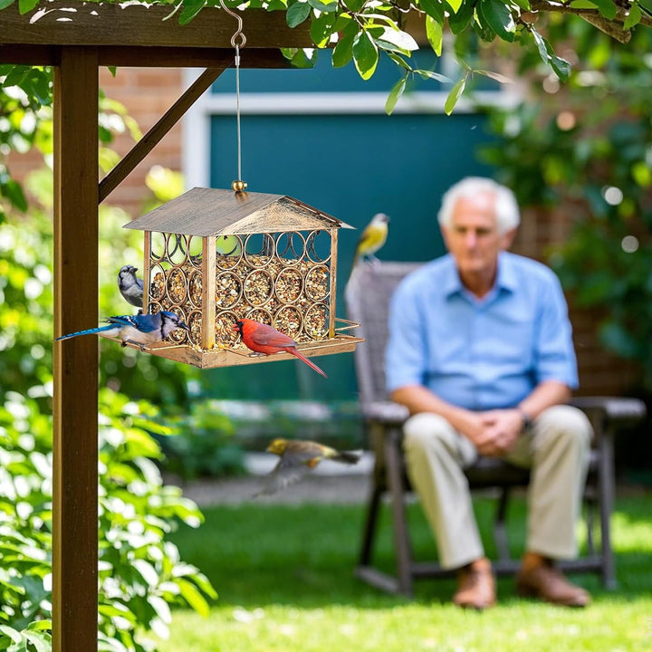 SAMHEOUTDOOR 2.5lb. Great Pyramid of Giza Circle Hollow Hanging Metal Bird Feeder