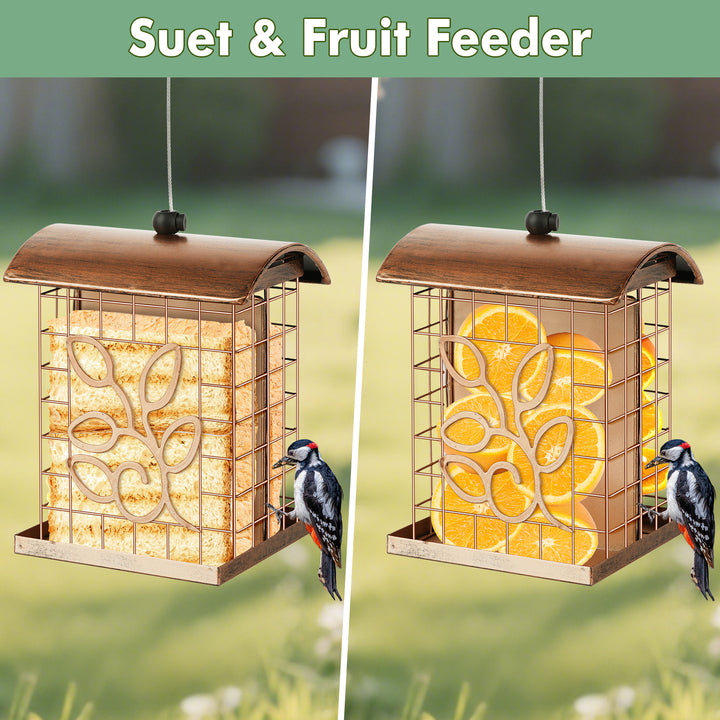 SAMHEOUTDOOR Double Side Metal Suet Bird Feeder