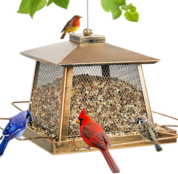 SAMHEOUTDOOR 4lb. Trapezoid Hanging Metal Bird Feeder
