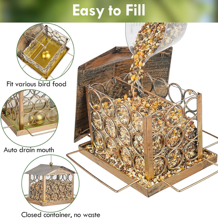SAMHEOUTDOOR 2.5lb. Great Pyramid of Giza Circle Hollow Hanging Metal Bird Feeder
