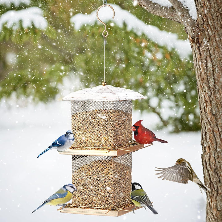 SAMHEOUTDOOR 6lb. Extra Large Double Layer Square Bird Feeder
