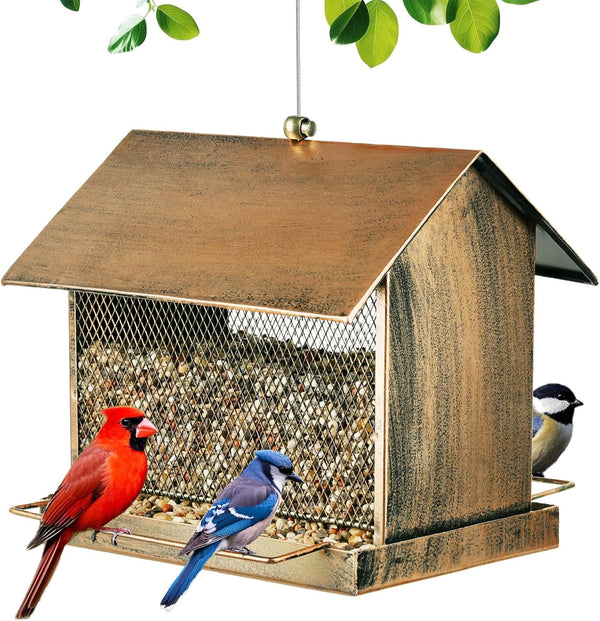 SAMHEOUTDOOR 3.5lb. Double-Side Metal House Bird Feeder