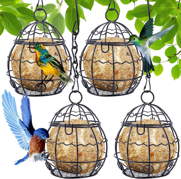 4 Pcs Set Metal Cage Bird Feeder Set