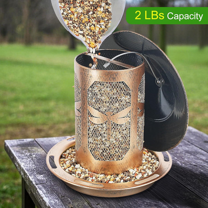 SAMHEOUTDOOR 2lb. Dragonfly Decorative Metal Bird Feeder