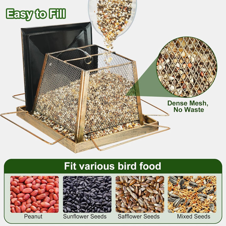 SAMHEOUTDOOR 4lb. Trapezoid Hanging Metal Bird Feeder