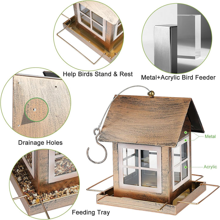 SAMHEOUTDOOR 4lb. Metal House Bird Feeder