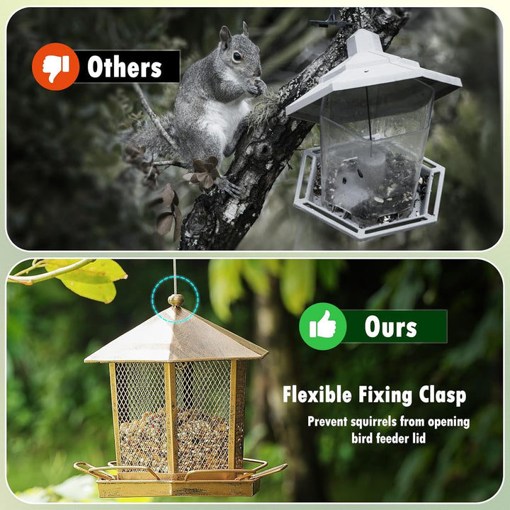 SAMHEOUTDOOR 2.5lb. Hexagonal Gazebo Hanging Metal Bird Feeder