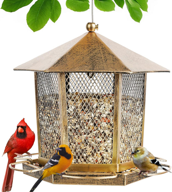 SAMHEOUTDOOR 2.5lb. Hexagonal Gazebo Hanging Metal Bird Feeder