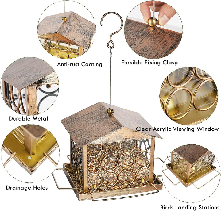 SAMHEOUTDOOR 2.5lb. Great Pyramid of Giza Circle Hollow Hanging Metal Bird Feeder