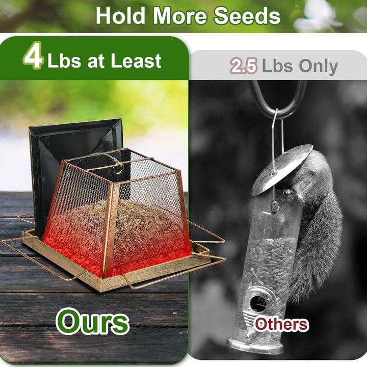 SAMHEOUTDOOR 4lb. Trapezoid Hanging Metal Bird Feeder