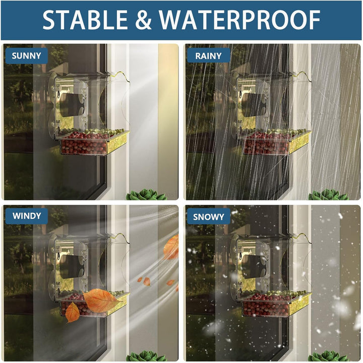SAMHEOUTDOOR Square Acrylic Window Bird Feeder